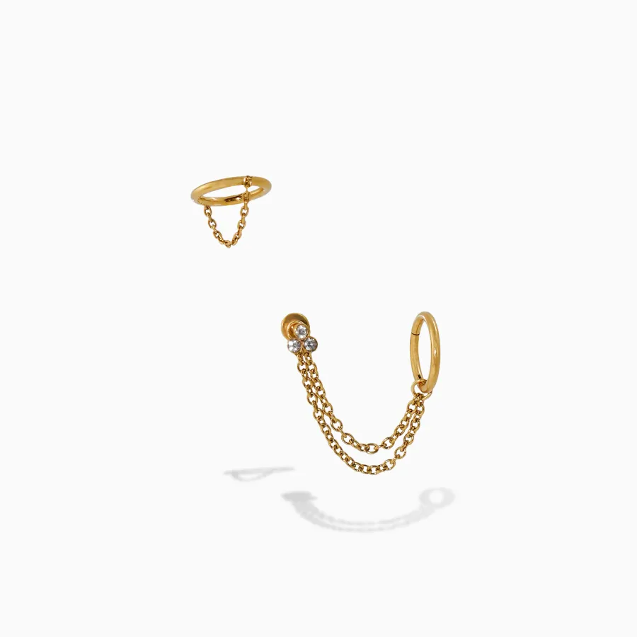 Double chaîne à bijoux modulable Cami pour boucles et piercings