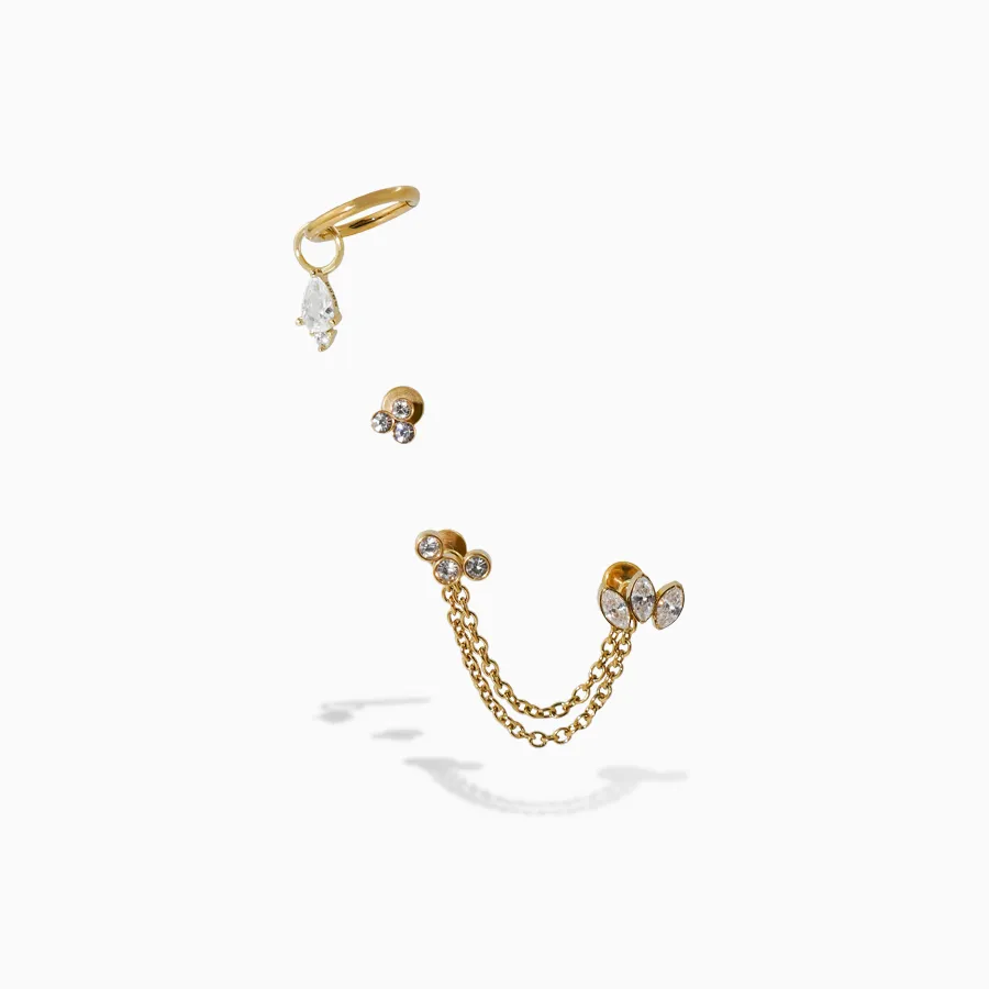 Double chaîne à bijoux modulable Cami pour boucles et piercings