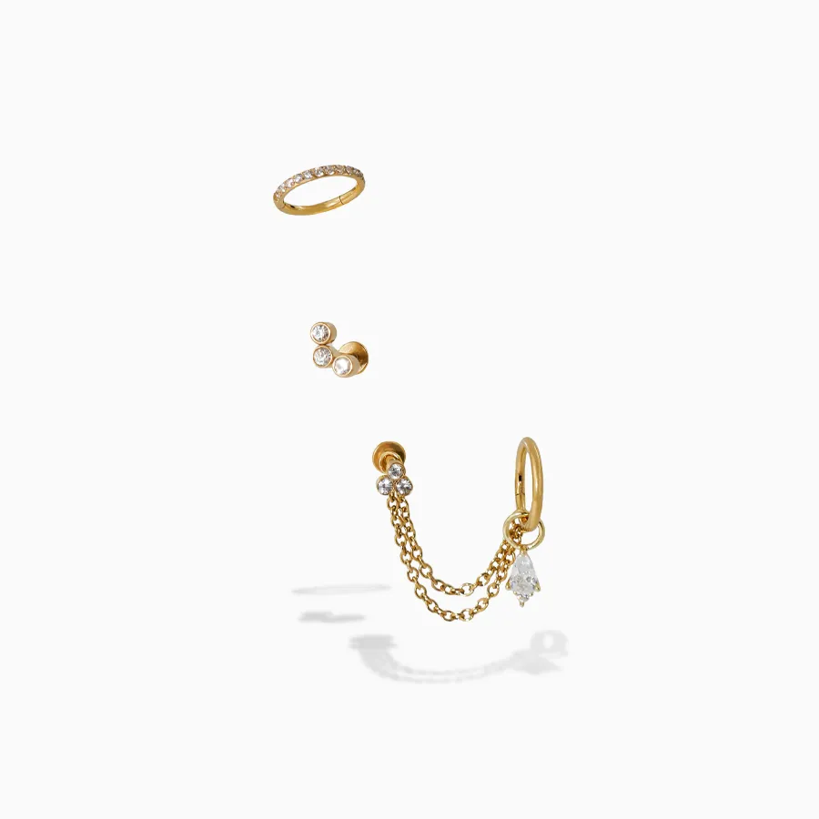 Piercing Charm avec anneau orné d'une pierre blanche ovale : Mélie