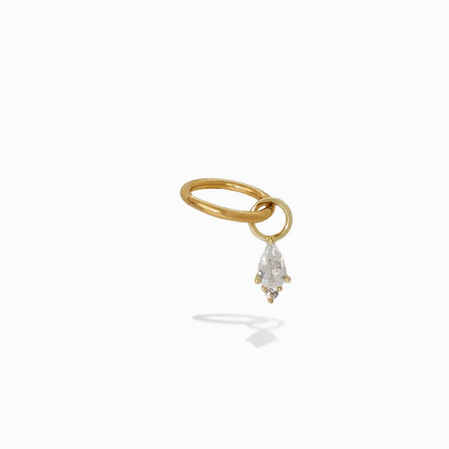 Piercing Charm avec anneau orné d'une pierre blanche ovale : Mélie