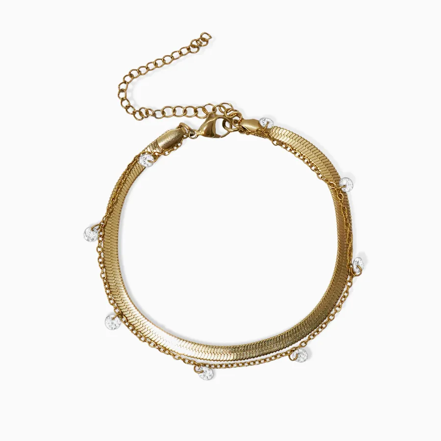 Chaîne de cheville Ornella | Double bracelet de cheville avec pendentifs de zircons